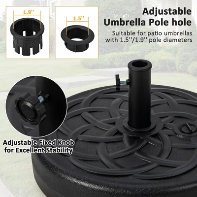 Costway 22'' Patio Fillable Round Umbrella Base Stand Water/Sand Fit Pole 1.5'' & 1.9'' 7 Costway 22'' Patio Fillable Round Umbrella Base Stand Water/Sand Fit Pole 1.5'' & 1.9'' - Image 7
