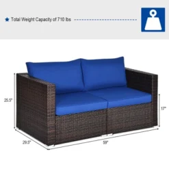 Costway 4PCS Patio Rattan Corner Sofa Sectional Furniture Set Navy Cushion -Outdoor Deals Garden Store GUEST e3b3a18c e549 4a39 9e2a 136c5c356c81 1