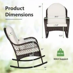 Costway 2PCS Patio Wicker Rocking Chair W/Seat Back Cushions & Lumbar Pillow Balcony -Outdoor Deals Garden Store GUEST e3ebfc0a 9003 452e 9939 10fe5c40c5c9