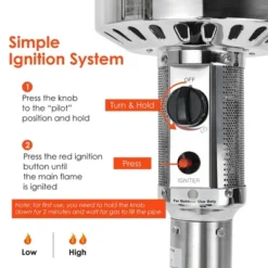 Costway 48000 BTU Stainless Steel Propane Patio Standing LP Gas Heater W/ Wheels -Outdoor Deals Garden Store GUEST e46d2179 ee6c 4978 9120 68bdf718b1ee