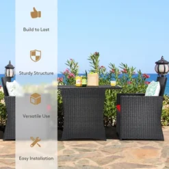Costway 3PCS Patio Rattan Furniture Set Cushion Sofa Armrest Garden Deck -Outdoor Deals Garden Store GUEST e4845663 f974 4d78 97e0 8d5ac0edd49c