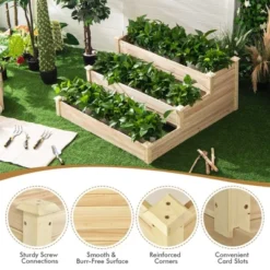 Costway 3-Tier Raised Garden Bed Wood Planter Kit For Flower Vegetable Herb 48x 48x 22in -Outdoor Deals Garden Store GUEST e49e58df 1b55 47ea 8b07 ae20b038108d