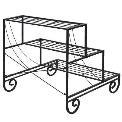 Costway 3 Tier Outdoor Metal Plant Stand Flower Planter Garden Display Holder Shelf Rack 4 Costway 3 Tier Outdoor Metal Plant Stand Flower Planter Garden Display Holder Shelf Rack - Image 4