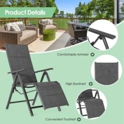 Costway Outdoor Foldable Reclining Padded Chair Aluminum Frame Adjustable -Outdoor Deals Garden Store GUEST e6b6a292 084e 4eeb 91c9 54ea328a8868