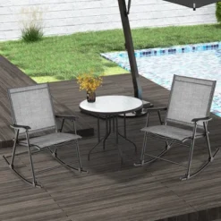Costway 2pcs Patio Folding Rocking Chair Heavy-Duty Metal Frame Rockers Outdoor -Outdoor Deals Garden Store GUEST e6f59acb f840 447a 885c 8b990e3eb9ae