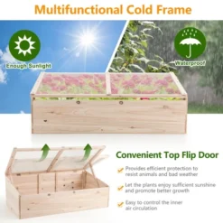 Costway Wooden Cold Frame Greenhouse Flower Planter Raised Plants Bed Protection -Outdoor Deals Garden Store GUEST e82f2f28 8006 4243 bab5 ae84c22507d1