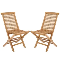 Costway 2 PCS Patio Folding Chair Teak High Back Dining Slatted Seat Portable Outdoor -Outdoor Deals Garden Store GUEST e82fb14a c366 4356 b283 2ef14cb30e74