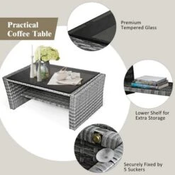 Costway 4PCS Patio Rattan Furniture Set Sofa Table Storage Shelf Cushion -Outdoor Deals Garden Store GUEST e8515dd9 24cd 42ef ae5c 1d8dce63ce15