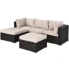 Costway 5PCS Patio Rattan Furniture Set Ottoman Table