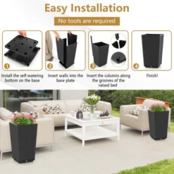 Costway 2PCS Outdoor Wicker Flower Pot 22.5''Tall Planters With Drainage Hole Black/Coffee -Outdoor Deals Garden Store GUEST e9ef4d85 5c7d 40d6 aae9 544ac2f844ff