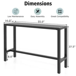 Costway Outdoor Metal Bar Table Patio Rectangular Counter Height Dining Table Black -Outdoor Deals Garden Store GUEST ea6e9b5b 6747 40a7 95e8 8bb349e72124