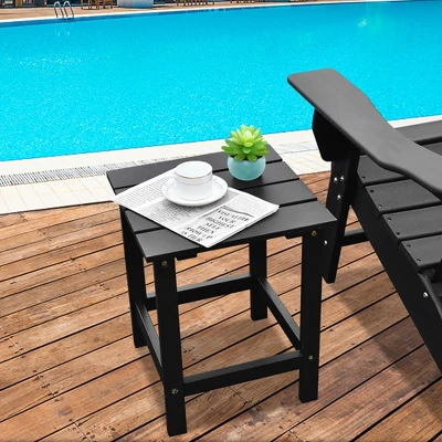 Costway 2 PCS Patio 15'' End Side Coffee Table Square Wooden Slat Deck WhiteBlackGray 3 Costway 2 PCS Patio 15'' End Side Coffee Table Square Wooden Slat Deck WhiteBlackGray - Image 3