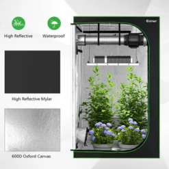 Costway 4x4 Grow Tent, 48''x48''x80'' High Reflective Mylar W/Observation Window GrayBlack -Outdoor Deals Garden Store GUEST eb0cf493 6389 4240 81ad 022addfeb170