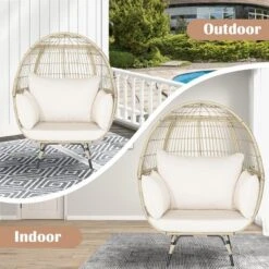 Costway Patio Oversized Rattan Egg Chair Lounge Basket With 4 Cushions For Indoor Outdoor -Outdoor Deals Garden Store GUEST edb013fa 47be 4a66 a7a7 6cec8cb89fb5