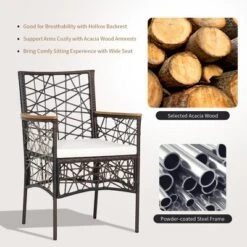 Costway 4pcs PE Wicker Patio Bistro Chairs Acacia Wood Armrests W/ Cushions Outdoor 11 Costway 4pcs PE Wicker Patio Bistro Chairs Acacia Wood Armrests W/ Cushions Outdoor -Outdoor Deals Garden Store GUEST eddd513b e52b 4939 83d6 e2300892e89f