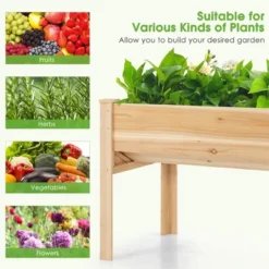 Costway 48'' Wood Raised Garden Bed W/Tool Hook Elevated Planter Stand W/Funnel Design -Outdoor Deals Garden Store GUEST ee56bc09 63f2 4488 b4d6 b2c831bedb34