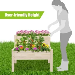 Costway 2 Tier Wooden Raised Garden Bed Elevated Planter Box W/Legs Drain Holes -Outdoor Deals Garden Store GUEST eeb74085 c1ba 4d32 ad38 7b5e782e546e
