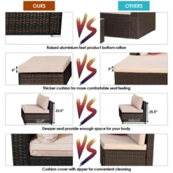 Costway 5PCS Patio Rattan Furniture Set Sectional Conversation W/Beige Cushion -Outdoor Deals Garden Store GUEST eedd1854 553b 4f2d 9fcf 5c9dd935fff4 1