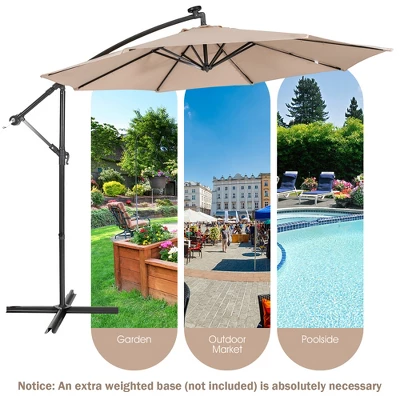 Costway 10FT Cantilever Solar Powered 32LED Lighted Patio Offset Umbrella Outdoor RedBeigeCoffeeBlueNavy 4 Costway 10FT Cantilever Solar Powered 32LED Lighted Patio Offset Umbrella Outdoor RedBeigeCoffeeBlueNavy - Image 4