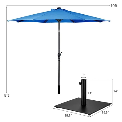 Costway 10ft Solar Lights Patio Umbrella Outdoor W/ 36 LBS Steel Umbrella Stand 1 Costway 10ft Solar Lights Patio Umbrella Outdoor W/ 36 LBS Steel Umbrella Stand