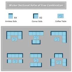 Costway 7PCS Patio Rattan Furniture Set Sectional Sofas Off White & Grey Cushion Covers -Outdoor Deals Garden Store GUEST ef4c9715 5a32 4752 abbd f8af7fcb38a7