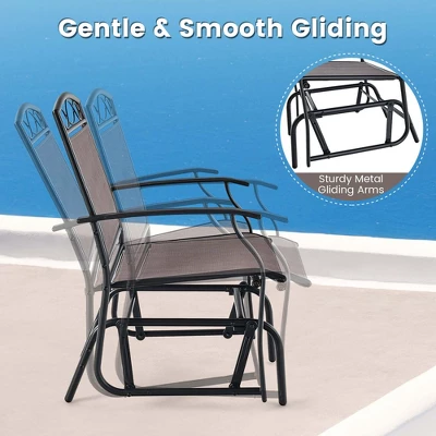 Costway 2pcs Patio Glider Set Single Swing Rocking Chair Heavy-Duty Metal Frame Outdoor 6 Costway 2pcs Patio Glider Set Single Swing Rocking Chair Heavy-Duty Metal Frame Outdoor - Image 6