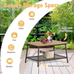 Costway 5PCS Patio Rattan Furniture Set Cushioned Sofa Armrest Wooden Tabletop -Outdoor Deals Garden Store GUEST efc1789e 30ca 4a71 a9c1 a8aed8470c5d