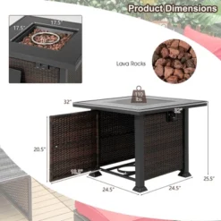 Costway 32'' Propane Fire Pit Table 50,000 BTU Square Firepit Heater W/ Lava Rocks Cover -Outdoor Deals Garden Store GUEST efc369fb c999 479d 8a78 1d3bddb35ab0