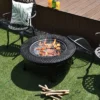 Costway 32'' Round Fire Pit Set W/ Rain Cover BBQ Grill Log Grate Poker