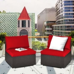 Costway 2PCS Patio Rattan Armless Sofa Sectional Conversation Furniture Set W/Cushion -Outdoor Deals Garden Store GUEST efdc2b3e 1c86 4eb3 b0d1 f3965f4a2293