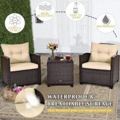 Costway 3PCS Patio Rattan Furniture Set Cushioned Conversation Set Sofa -Outdoor Deals Garden Store GUEST f063fe00 3595 4d7c b5f5 ff70313448e1
