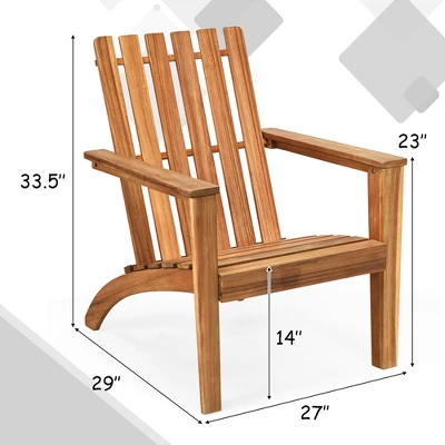 Costway 2PCS Patio Acacia Wood Adirondack Chair Lounge Armchair Durable Outdoor Garden 2 Costway 2PCS Patio Acacia Wood Adirondack Chair Lounge Armchair Durable Outdoor Garden - Image 2