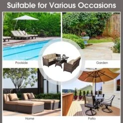 Costway 3PCS Rattan Dining Set Patio Furniture 6 Seats Sofa Cushioned -Outdoor Deals Garden Store GUEST f0e74748 f147 430d af5b a1cbdca64dbf