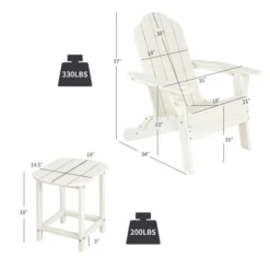 Costway 3PCS Patio Adirondack Chair & Side Table Set Weather Resistant W/ Cup Holder