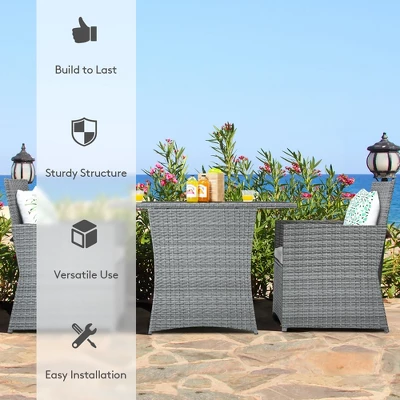 Costway 3PCS Patio Rattan Furniture Set Cushioned Sofa Armrest Garden WhiteRedNavyTurquoise 4 Costway 3PCS Patio Rattan Furniture Set Cushioned Sofa Armrest Garden WhiteRedNavyTurquoise - Image 4