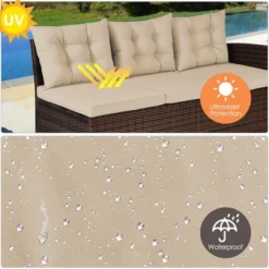 Costway 3PCS Rattan Dining Set Patio Furniture 6 Seats Sofa Cushioned -Outdoor Deals Garden Store GUEST f174a7cf 2d10 41cd 819e b6eff53a3d73