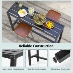 Costway Outdoor Metal Bar Table Patio Rectangular Counter Height Dining Table Black -Outdoor Deals Garden Store GUEST f1e382fd 04b8 484f 9ceb 224b782800ad