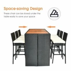 COSTWAY 7 PCS Patio Rattan Wicker Bar Dining Furniture Set Wood Table Top 6 Stools 14 COSTWAY 7 PCS Patio Rattan Wicker Bar Dining Furniture Set Wood Table Top 6 Stools -Outdoor Deals Garden Store GUEST f1ef81cf 23b5 4e95 97f3 a7f8d345d777