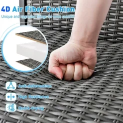 Costway 3PCS Patio Rattan Bar Table Stools Set Aluminum 360° Swivel Chairs With Padded Seat -Outdoor Deals Garden Store GUEST f1fbaa63 54bd 4f52 8902 ba499772c710