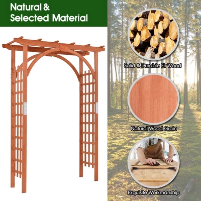 Costway Premium Outdoor Wooden Cedar Arbor Arch Pergola Trellis Wood Garden Yard Lattice 8 Costway Premium Outdoor Wooden Cedar Arbor Arch Pergola Trellis Wood Garden Yard Lattice - Image 8