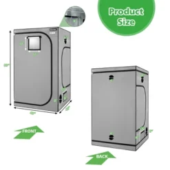 Costway 5x5 Grow Tent, 60''x60''x80'' High Reflective Mylar W/Observation Window GrayBlack -Outdoor Deals Garden Store GUEST f243dcbb 3647 49e4 8891 a913b9b1021c