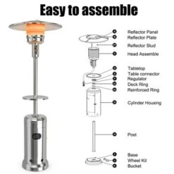 Costway 87'' Tall Patio Propane Heater 48,000 BTU W/Table & Wheels Silver -Outdoor Deals Garden Store GUEST f2cb8fa0 378d 4b80 b19f e340f1a404e7