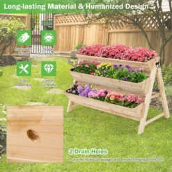 Costway 3 Tier Wooden Vertical Raised Garden Bed W/Storage Shelf, Side Hook & Liners -Outdoor Deals Garden Store GUEST f3828c48 3419 4d4b a047 67f651953a33