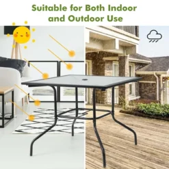 Costway 35'' Patio Dining Table Tempered Glass Top Bistro Table With 1.5'' Umbrella Hole 12 Costway 35'' Patio Dining Table Tempered Glass Top Bistro Table With 1.5'' Umbrella Hole -Outdoor Deals Garden Store GUEST f390c7a8 ce94 4ebe aab0 e74a0953653a