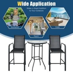Costway 3 PCS Outdoor Patio Bar Table Stool Set Height Tempered Glass Top -Outdoor Deals Garden Store GUEST f5143aba e4c6 486d b353 bd9f364f2b18
