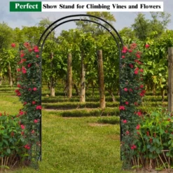 Costway 7.2Ft Garden Arch Steel Arbor Wedding Garden Decoration Climbing Plants W/Stakes -Outdoor Deals Garden Store GUEST f5310750 5a81 4b79 bd55 573ad2b6f075