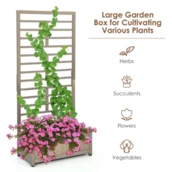 Costway 2PC 68in Wood Planter Box W/Trellis Raised Garden Bed For Climbing Plant -Outdoor Deals Garden Store GUEST f57abe80 7a90 4ecf b535 8b63aca75a4d