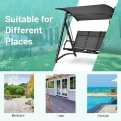 Costway Outdoor 3-Person Porch Swing Chair Aluminum Frame Adjust Canopy Patio -Outdoor Deals Garden Store GUEST f615ea1b 71e4 471e b316 8c8c1bc32bf9