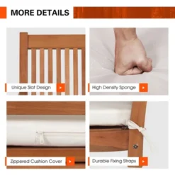 Costway 2-Person Hanging Porch Swing Wood Bench With Cushion Curved Back Outdoor Natural 13 Costway 2-Person Hanging Porch Swing Wood Bench With Cushion Curved Back Outdoor Natural -Outdoor Deals Garden Store GUEST f62b25df d041 48e0 95e6 e348846be33d