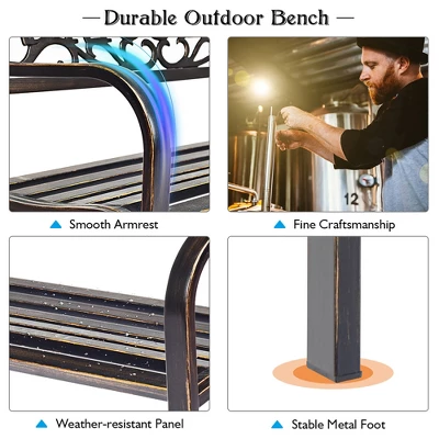 Costway Garden Bench Outdoor Furniture Porch Path Loveseat Chair 6 Costway Garden Bench Outdoor Furniture Porch Path Loveseat Chair - Image 6